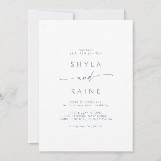 Invitation Boho Chic Turquoise et blanc Mariage Décontracté (Devant)