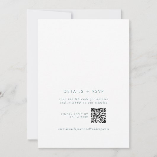 Invitation Boho Chic Turquoise et blanc Monogramme QR Code Ma (Dos)