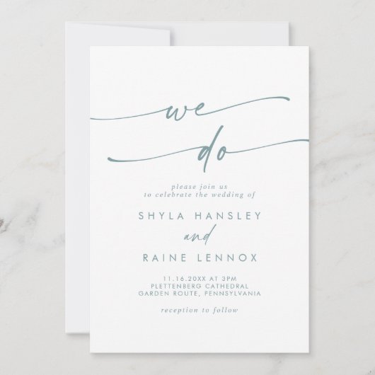 Invitation Boho Chic Turquoise et blanc Nous faisons Mariage (Devant)