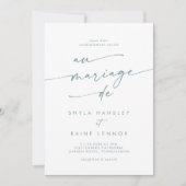 Invitation Boho Chic Turquoise et blanc QR Code Mariage franç (Devant)