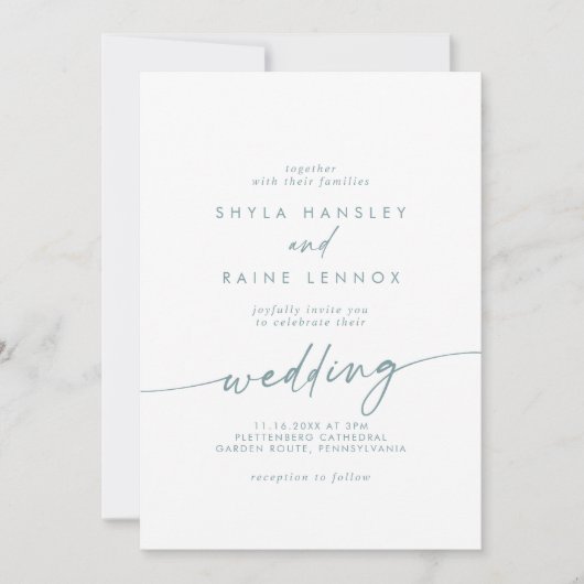 Invitation Boho Chic Turquoise et Mariage blanc (Devant)