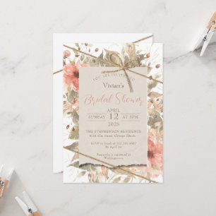 Invitation Boho Chic Twine Bow Cravate nuptiale douche Invita