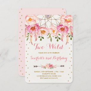 Invitation Boho Chic Two Wild 2e anniversaire Dreamcatcher Pa