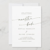 Invitation Boho Chic Vert et Blanc Photo Mariage espagnol (Devant)