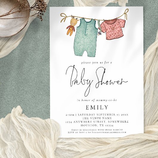 Invitation Boho Chic Vêtements en ligne Baby shower