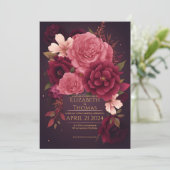 Invitation Boho Chic Violet et Dark Purple. (Debout devant)