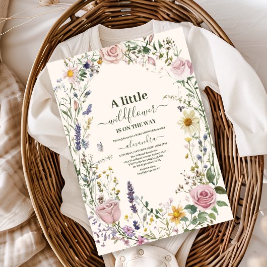 Invitation Boho Chic Wildflower  Baby Shower