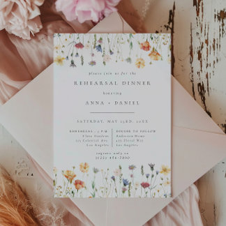 Invitation Boho Chic Wildflower Wedding Rehearsal Dinner
