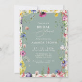 Invitation Boho Chic Wildflowers Love in bloom Bridal Shower (Devant)