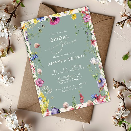 Invitation Boho Chic Wildflowers Love in bloom Bridal Shower