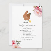 Invitation Boho Chicken Mama fille Baby shower floral (Devant)
