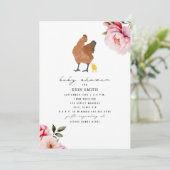 Invitation Boho Chicken Mama fille Baby shower floral (Debout devant)