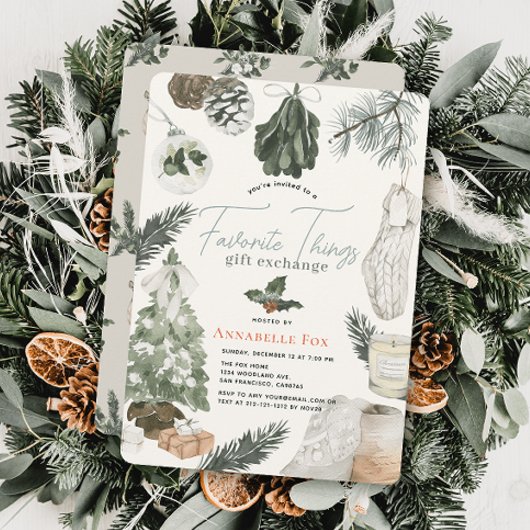 Invitation Boho Choses favorites Échange de cadeaux Vacances
