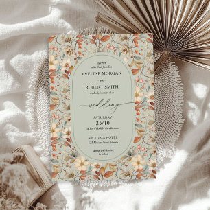 Invitation Boho chute aquarelle terre cuite sauge fleurs sauv