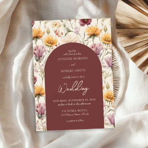 Invitation Boho chute d'aquarelle jaune fleurs sauvages