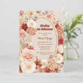 Invitation Boho chute terre cuite bordeaux floral super bébé (Debout devant)