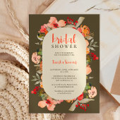Invitation Boho chute terre cuite script floral douche nuptia