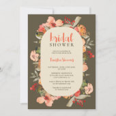 Invitation Boho chute terre cuite script floral douche nuptia (Devant)