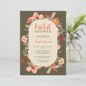 Invitation Boho chute terre cuite script floral douche nuptia (Debout devant)