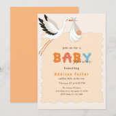 Invitation Boho Cigogne Douce Bébé Bundle Baby Shower (Devant / Derrière)