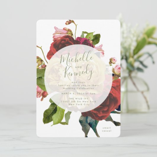 Invitation Boho Circle Rose Mariage (Debout devant)