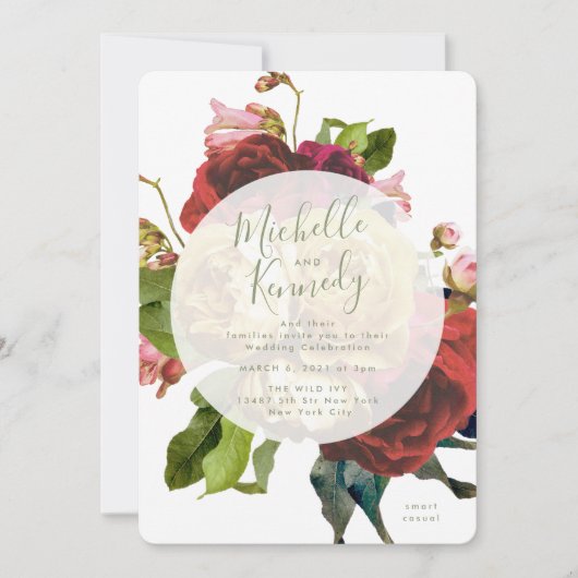 Invitation Boho Circle Rose Mariage (Devant)