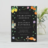 Invitation Boho Citron & Vin Mariage Noir & Blanc (Debout devant)