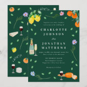 Invitation Boho Citron & Vin Mariage Vert (Devant / Derrière)