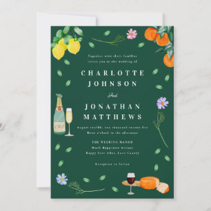 Invitation Boho Citron & Vin Mariage Vert