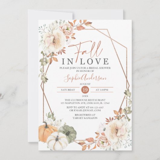 Invitation Boho Citrouille Automne Chute En Amour Fête des ma (Devant)