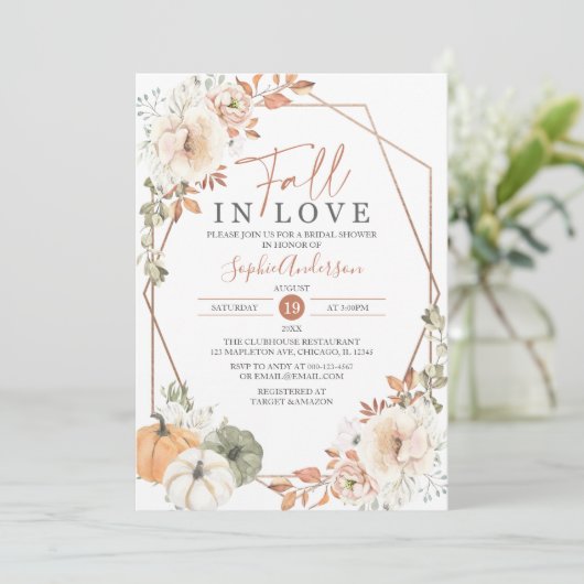 Invitation Boho Citrouille Automne Chute En Amour Fête des ma (Debout devant)