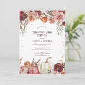 Invitation Boho Citrouille Automne Fleur Thanksgiving Dîner (Debout devant)