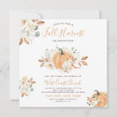 Invitation Boho Citrouille Automne Harvest Party, Automne Com (Devant)