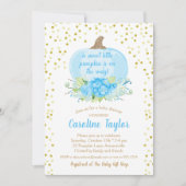 Invitation Boho Citrouille bébé garçon douche Aquarelle Bleu  (Devant)