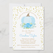 Invitation Boho Citrouille bébé garçon douche Aquarelle Bleu (Devant)