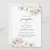 Invitation Boho Citrouille Bleu Pampas Baby shower Garçon en  (Devant)