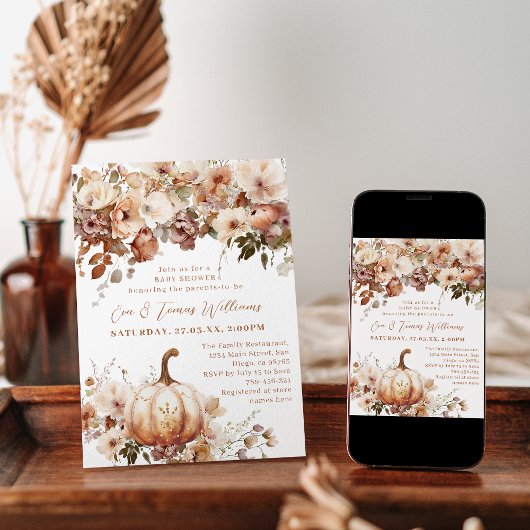 Invitation Boho Citrouille Fall Rustic Chic Baby shower