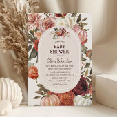 Invitation Boho Citrouille Floral Fall Baby shower