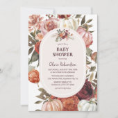 Invitation Boho Citrouille Floral Fall Baby shower (Devant)