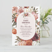 Invitation Boho Citrouille Floral Fall Baby shower (Debout devant)