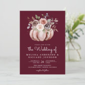 Invitation Boho Citrouille Floral tout en un Mariage de Bourg (Debout devant)