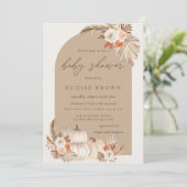 Invitation Boho Citrouille Pampas Baby shower en herbe à arc  (Debout devant)