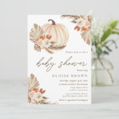 Invitation Boho Citrouille Pampas Baby shower Floral Grass (Debout devant)