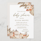 Invitation Boho Citrouille Pampas Grass Baby shower d'automne (Devant / Derrière)
