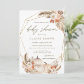 Invitation Boho Citrouille Pampas Grass Baby shower Floral In (Debout devant)
