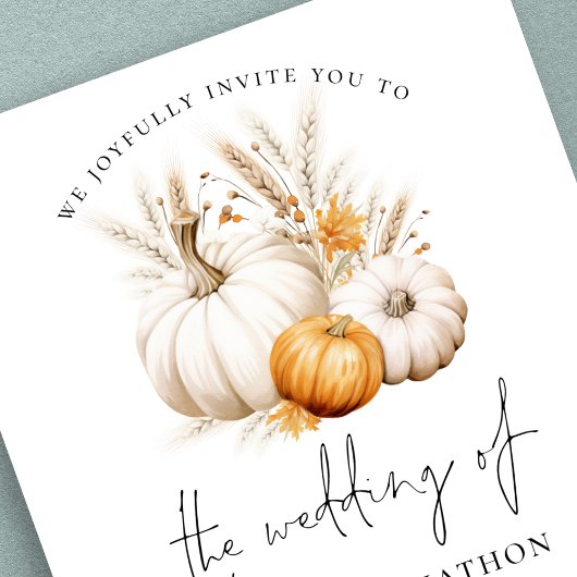 Invitation Boho Citrouille Pampas QR Code Mariage de automne