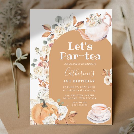 Invitation Boho Citrouille Par tea Anniversaire Tea Party Gir