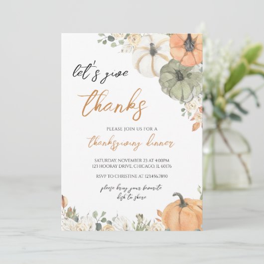 Invitation Boho Citrouille Rendons Grâce (Debout devant)