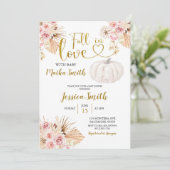 Invitation Boho Citrouille Tombe Dans L'Amour Baby shower Inv (Debout devant)