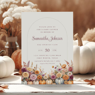 Invitation Boho Citrouilles d'automne et Baby showers floraux